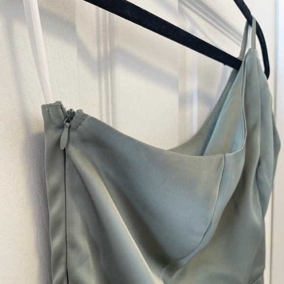 SHEIN Sage Silky One-Shoulder Bridesmaid Dress - Picture 6 of 7
